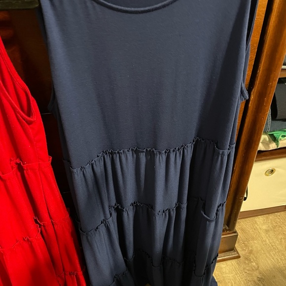 Bundle xl Zenana knit tired dresses red blue sleeveless - Picture 6 of 8